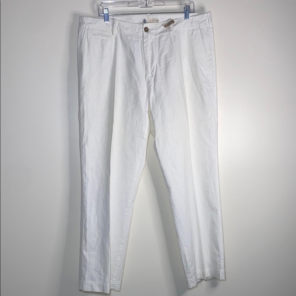 J. Crew White Chinos Classic Straight-Leg Design Linen and Cotton NWNT - Picture 1 of 9